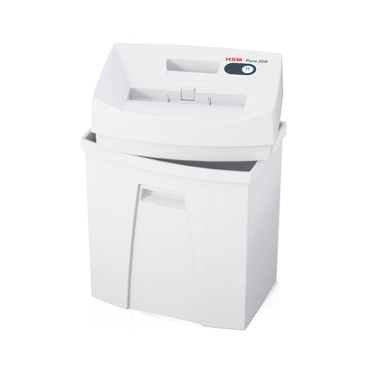 HSM® Aktenvernichter Pure 220 P-4 Papier, Heftklammern, Büroklammern, Kreditkarten Partikelschnitt 8 Bl. weiß