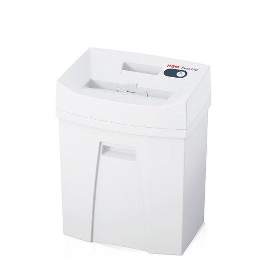 HSM® Aktenvernichter Pure 220 P-4 Papier, Heftklammern, Büroklammern, Kreditkarten Partikelschnitt 8 Bl. weiß