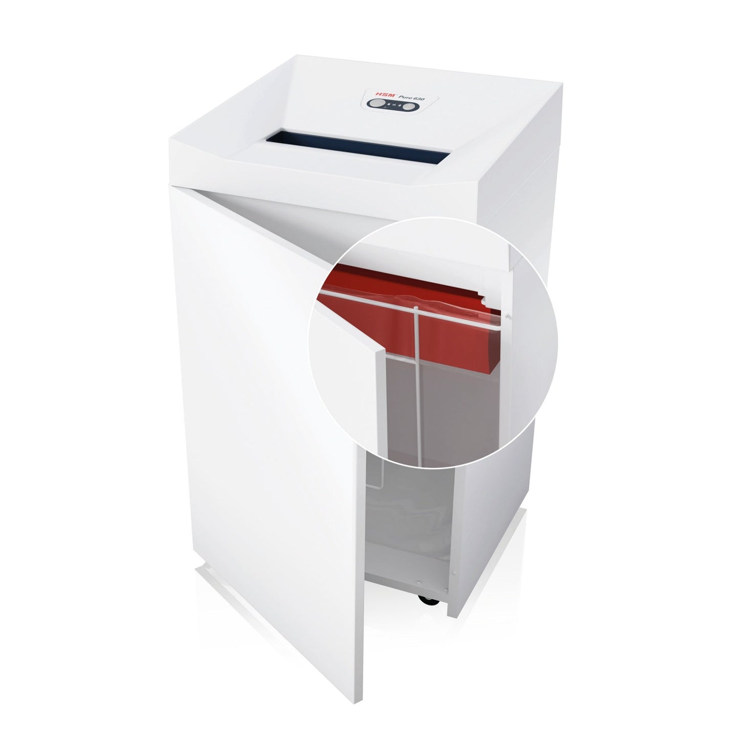 HSM® Aktenvernichter Pure 630 P-2 Papier, Heftklammern, Büroklammern, Kreditkarten, CDs/DVDs Streifenschnitt 31 Bl. weiß