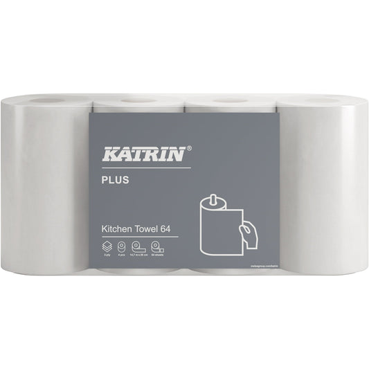 Katrin Küchenrolle Plus 3-lagig 100 % Zellstoff weiß 4 Rl./Pack.