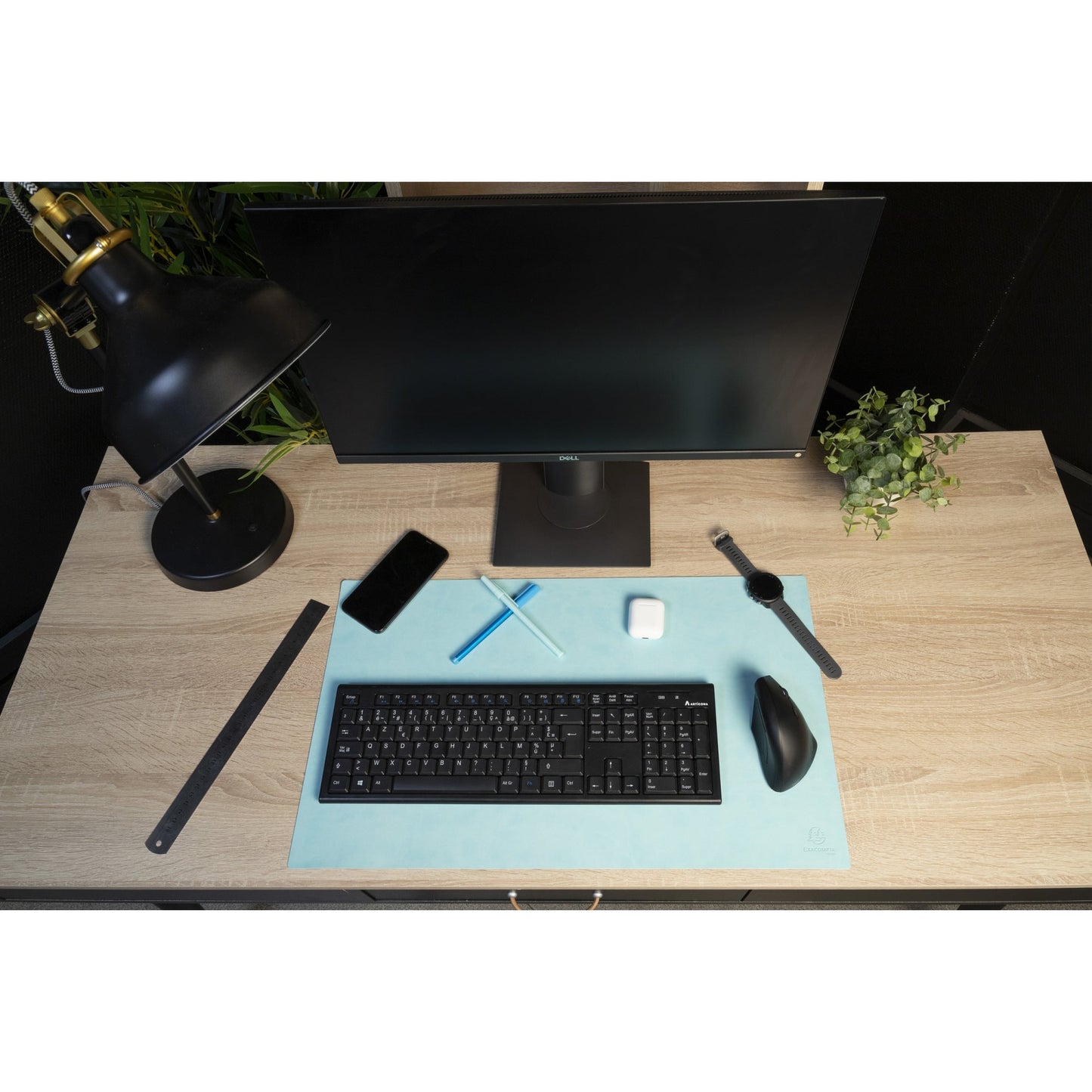 Exacompta Schreibunterlage Home Office 60 x 35 cm (B x H) ohne Kalender Polyurethan tropisch/blaugrün
