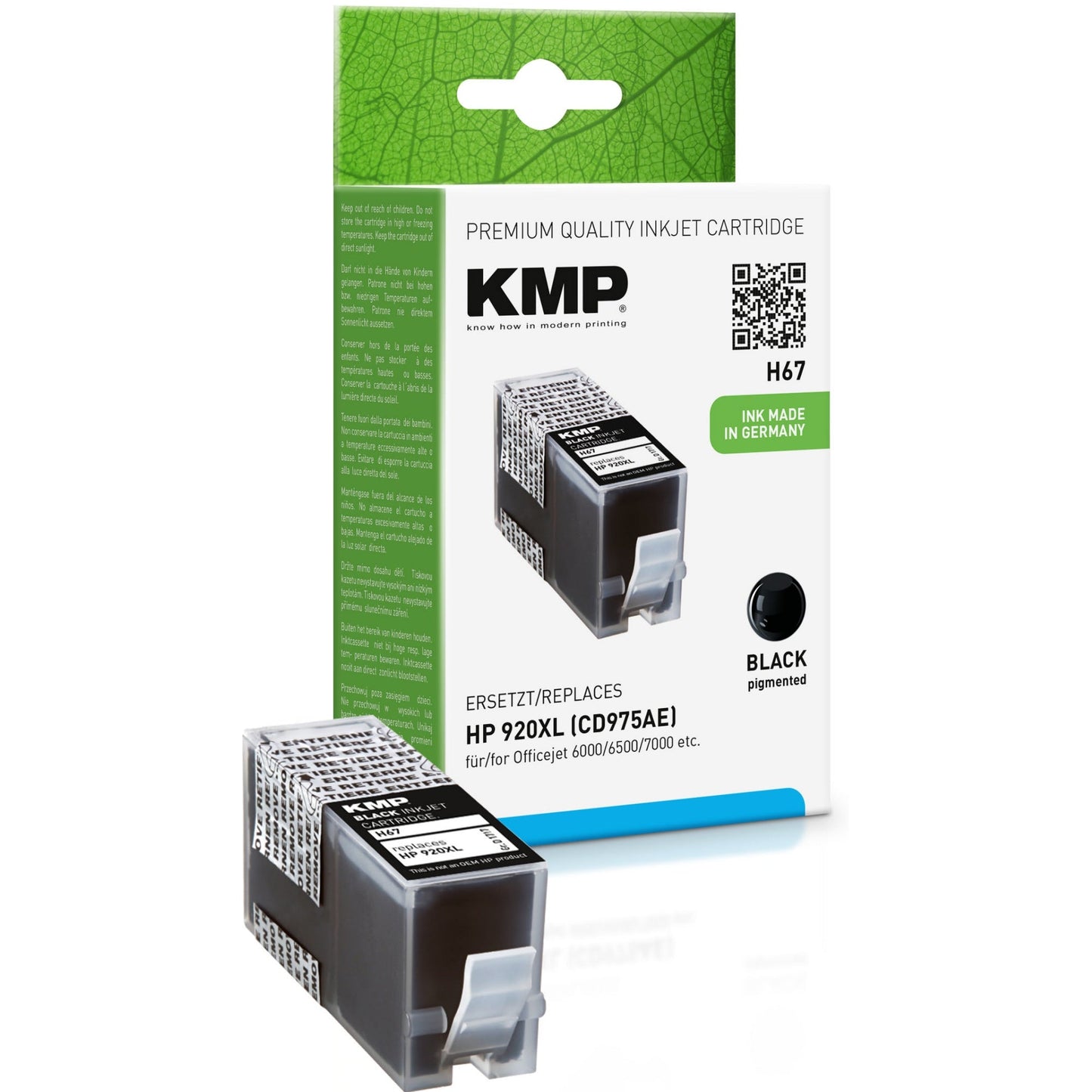 KMP Tintenpatrone kein Originalzubehör Kompatibel mit: HP 920XL H67 ca. 1.200 Seiten schwarz 49ml