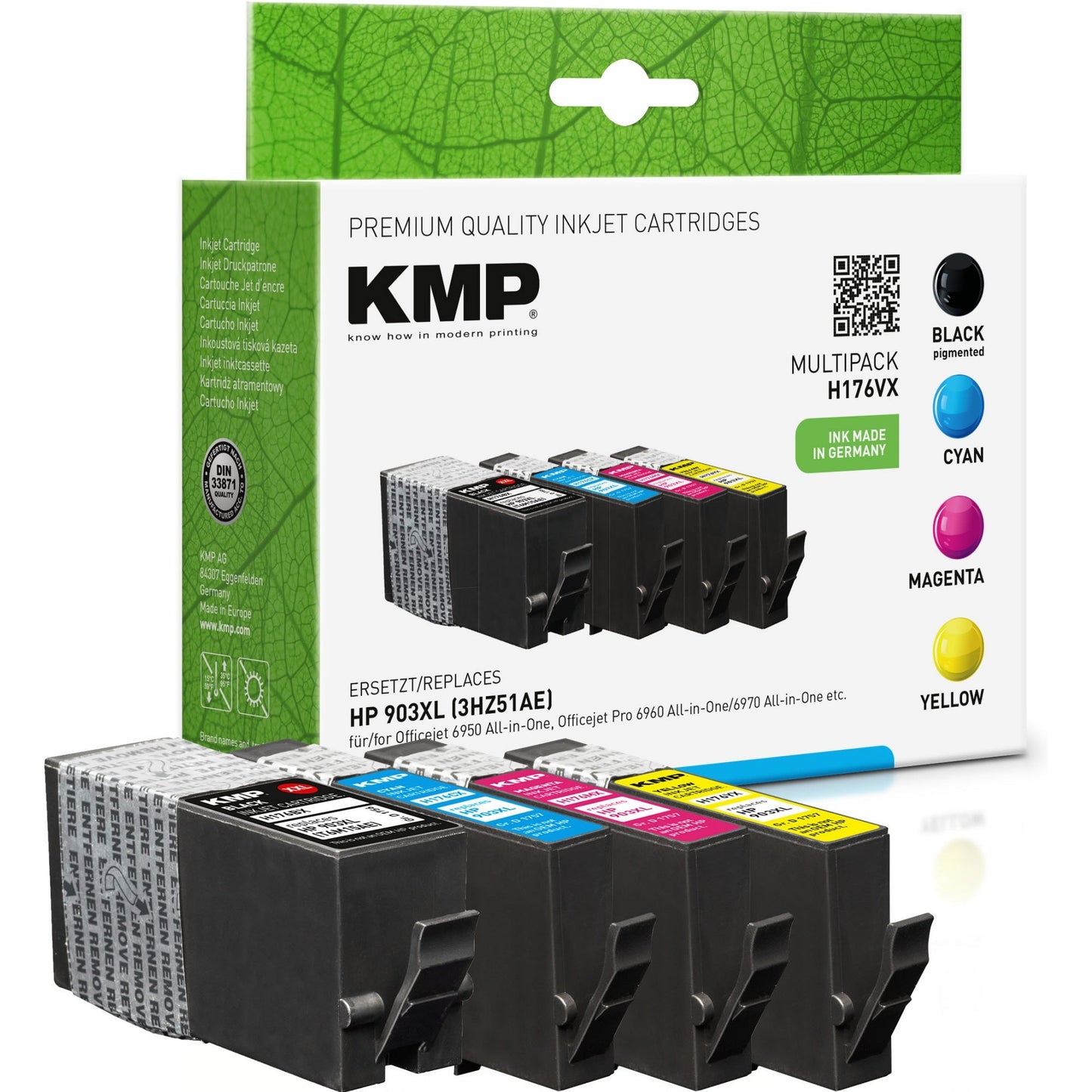KMP Tintenpatrone kein Originalzubehör Kompatibel mit: HP 903XL H176VX ca. 1.300 Seiten schwarz, ca. 3 x 900 Seiten farbig schwarz, mehrfarbig 4 St./Pack.