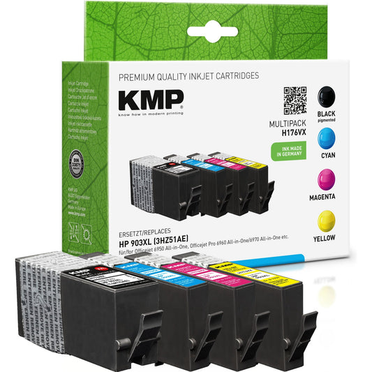 KMP Tintenpatrone kein Originalzubehör Kompatibel mit: HP 903XL H176VX ca. 1.300 Seiten schwarz, ca. 3 x 900 Seiten farbig schwarz, mehrfarbig 4 St./Pack.
