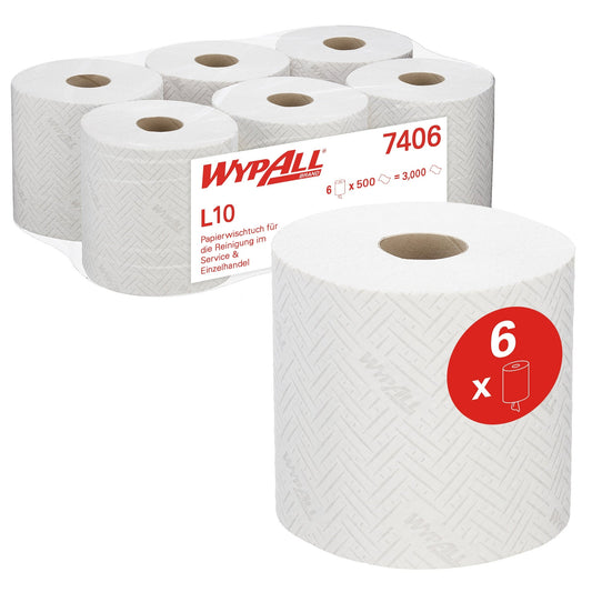 WYPALL* Wischtücher L10 18,3 x 38 cm (B x L) AirflexT weiß 6 Rl./Pack.