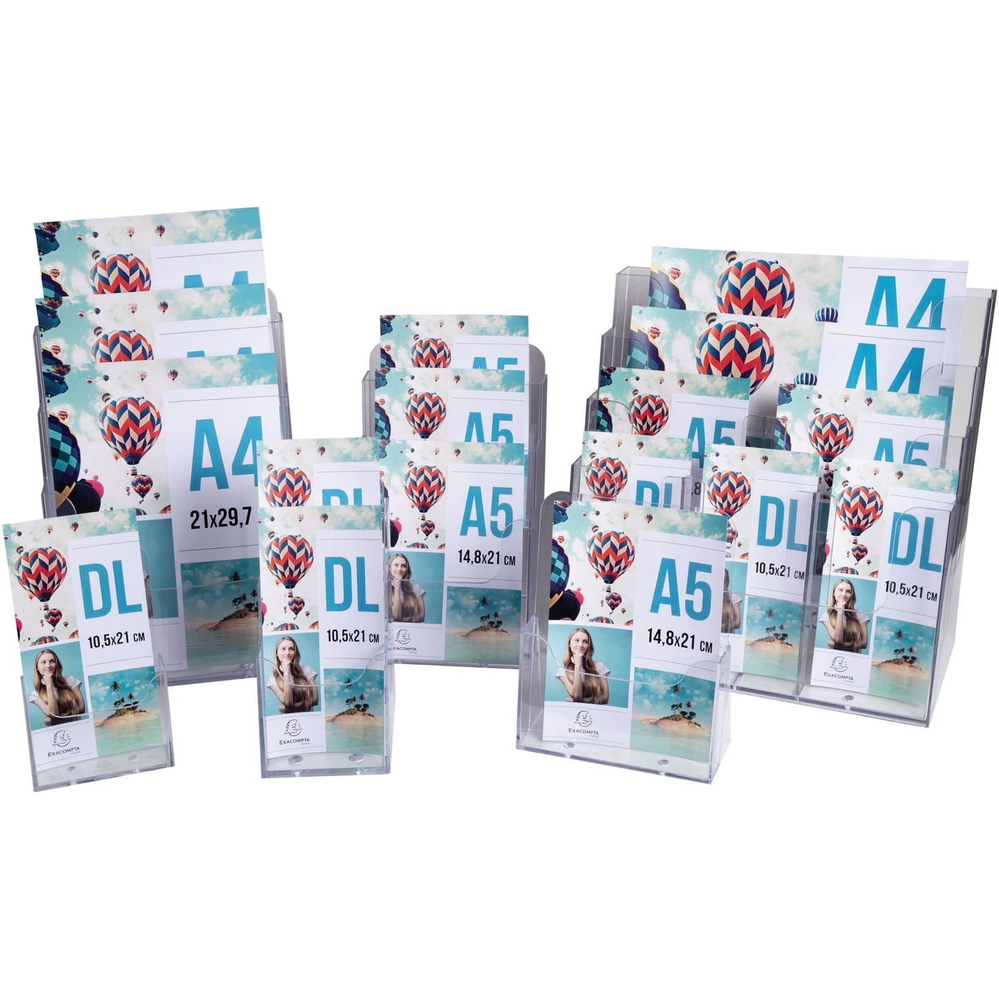Exacompta Prospekthalter Office Exacryl 11,5 x 18,2 x 6,5 cm (B x H x T) DIN lang Polystyrol kristall 1 Fach