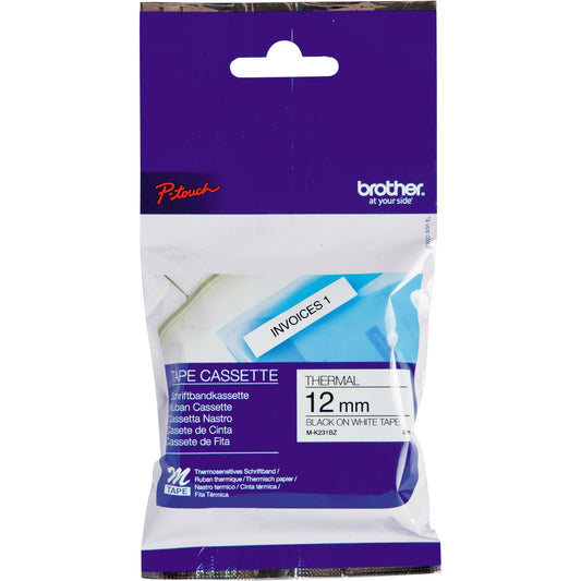 Brother Schriftbandkassette P-touch 12 mm x 8 m (B x L) weiß schwarz