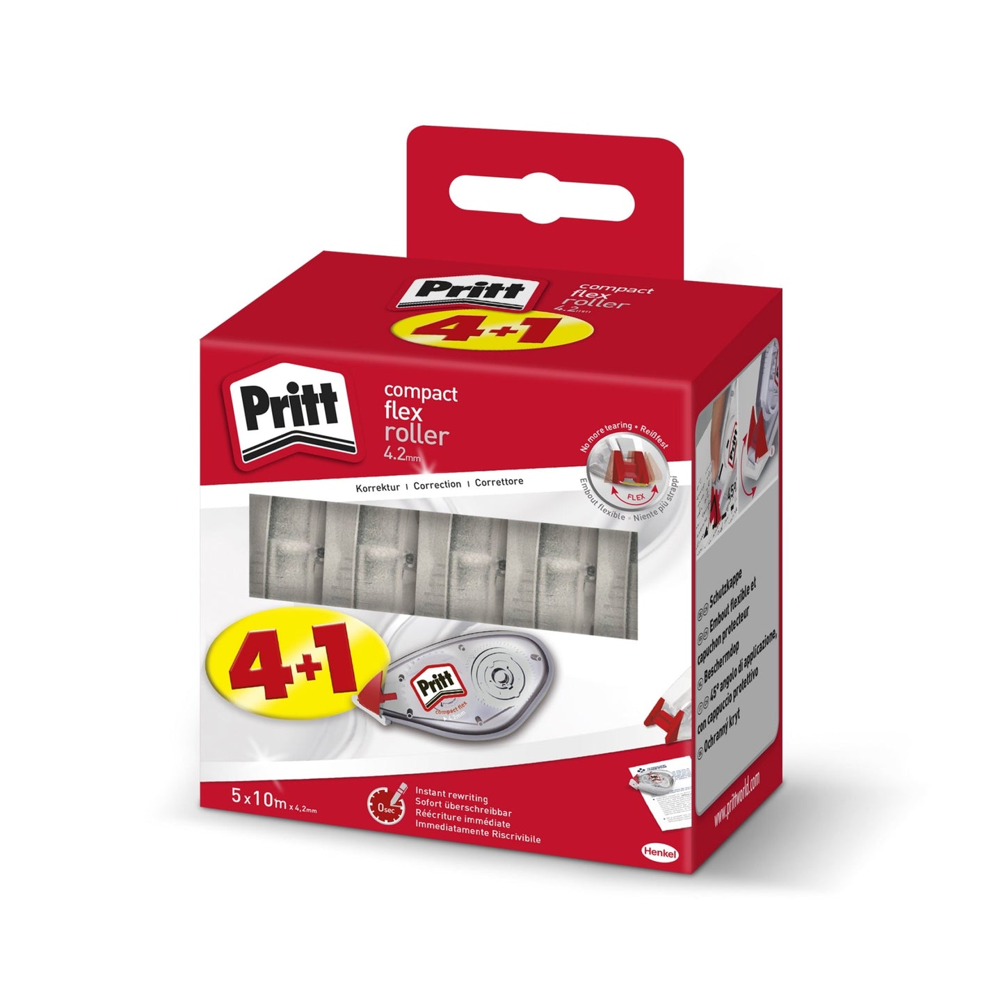 Pritt Korrekturroller Compact Flex 4,2 mm x 10 m (B x L) keine seitliche Anwendung 5 St./Pack.