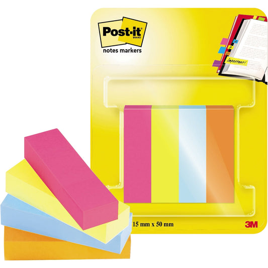 Post-it® Haftmarker Page Marker Poptimistic Collection 50 x 15 mm (B x H) powerpink, neongrün, türkis, vitalorange 50 Bl./Block 4 Block/Pack.