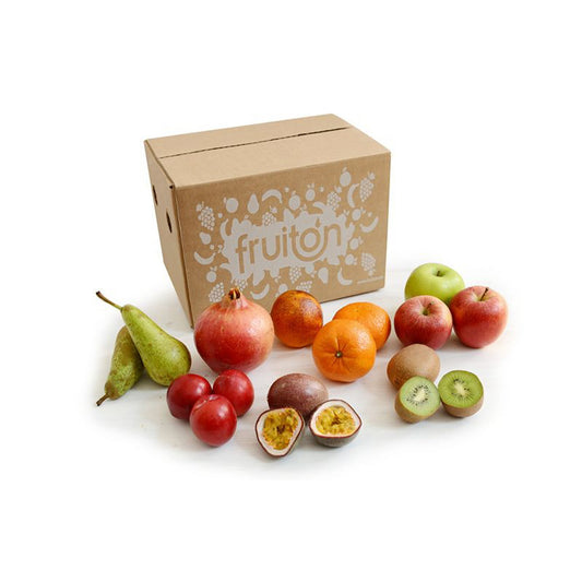 Obstpaket Fitness Box Größe: M Äpfel, Birnen, Kiwis, 1 x Granatapfel, 2 x Passionsfrüchte, 3 x saisonale Sorten. 3kg