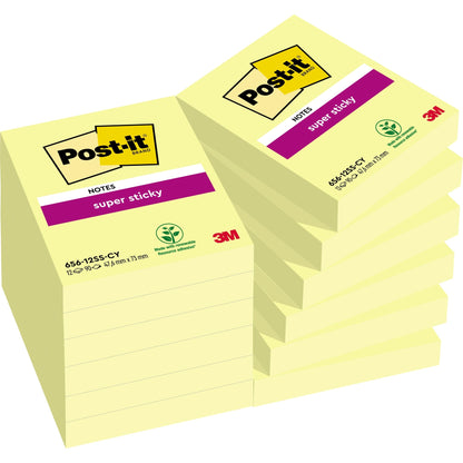 Post-it® Haftnotiz Super Sticky Notes 73 x 47,6 mm (B x H) gelb 90 Bl./Block 12 Block/Pack.