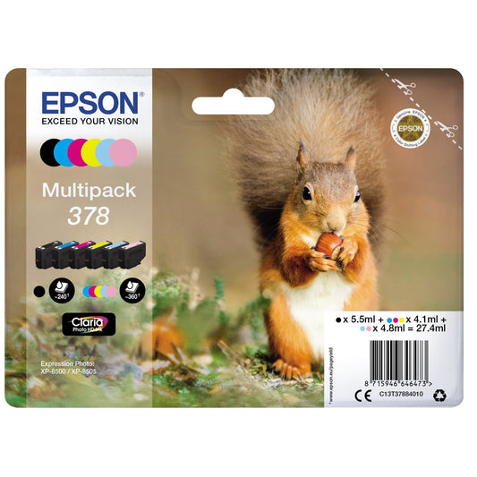 Epson Tintenpatrone Originalzubehör 378 ca. 240 Seiten schwarz, ca. 5 x 360 Seiten farbig schwarz, mehrfarbig 6 St./Pack.
