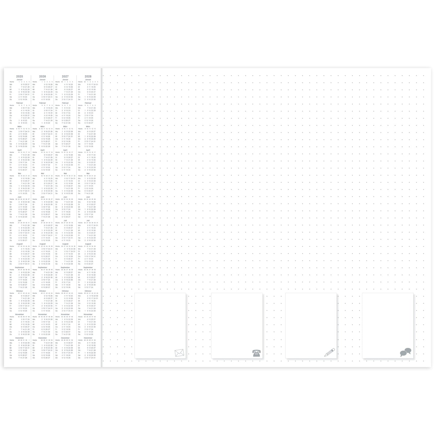 RNK Verlag Schreibunterlage Office 60 x 42 cm (B x H) mit Kalender 4 Jahre Papier weiß 30 Bl.