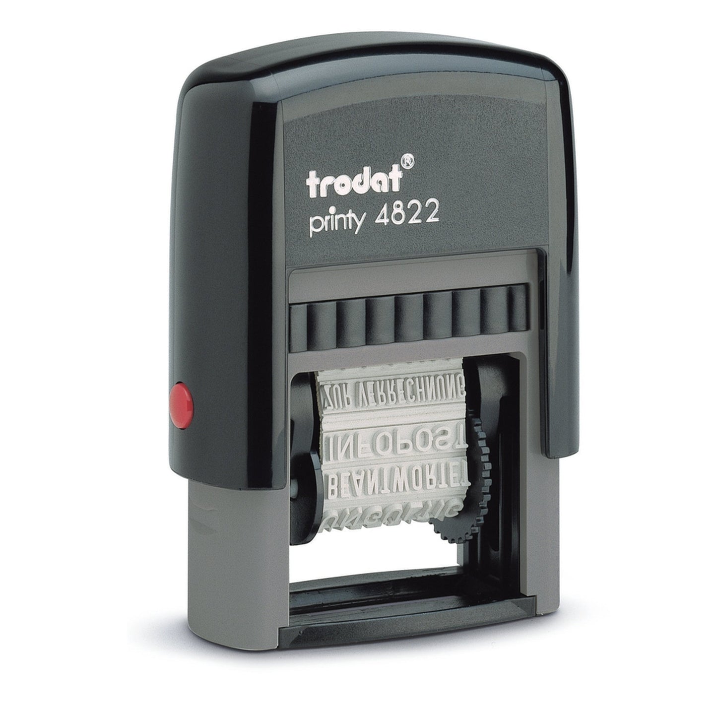 trodat® Wortbandstempel PrintyT 4822 schwarz BETRAG ERHALTEN, DRINGEND, GEBUCHT, KOPIE, UNGÜLTIG, ERLEDIGT, BEZAHLT, ZUR VERRECHNUNG, DRUCKSACHE, BEANTWORTET, PÄCKCHEN, EINSCHREIBEN Kunststoff schwarz