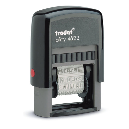 trodat® Wortbandstempel PrintyT 4822 schwarz BETRAG ERHALTEN, DRINGEND, GEBUCHT, KOPIE, UNGÜLTIG, ERLEDIGT, BEZAHLT, ZUR VERRECHNUNG, DRUCKSACHE, BEANTWORTET, PÄCKCHEN, EINSCHREIBEN Kunststoff schwarz