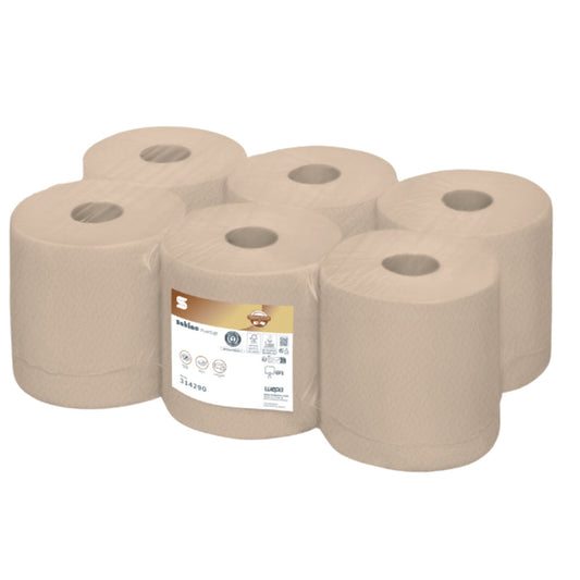 Satino by WEPA Handtuchrolle PureSoft Centerfeed 20 cm x 150 m (B x L) Papier, 100 % recycelte Wellpappe softbeige 6 Rl./Pack.