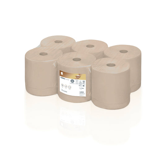 Satino by WEPA Handtuchrolle PureSoft 20,5 cm x 170 m (B x L) Papier, 100 % recycelter Karton softbeige 6 Rl./Pack.