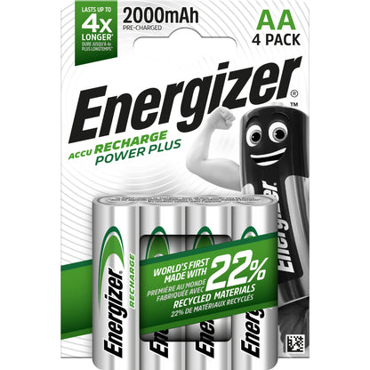 Energizer® Akku Recharge Power Plus AA/Mignon HR6 Nickel-Metallhydrid 1,2V 2.000 mAh 4 St./Pack.