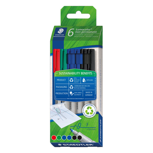 STAEDTLER® Folienstift Lumocolor® non-permanent pen 316 0,6mm farbig sortiert nicht dokumentenecht 6 St./Pack.