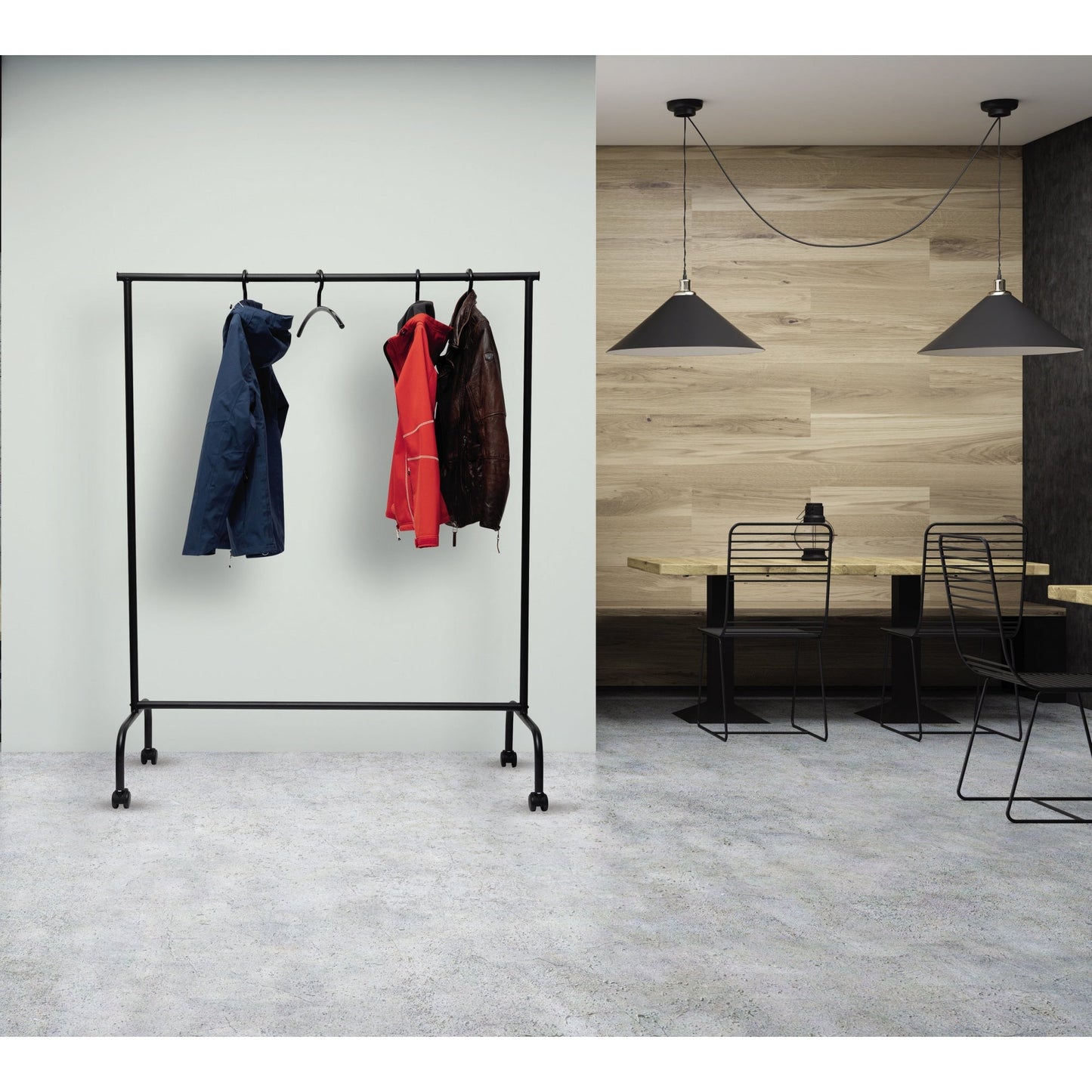 MAUL Garderobenständer MAULlimbo 127 x 157 x 50,5 cm (B x H x T) Metall, pulverbeschichtet schwarz matt