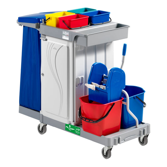 FILMOP Reinigungswagen Alpha blau, rot, grau