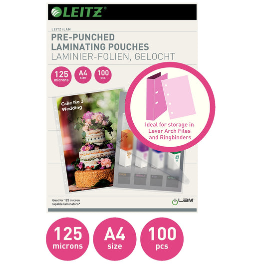 Leitz Laminierfolie 303 x 216 mm (B x H) DIN A4 125µm glänzend 100 St./Pack.