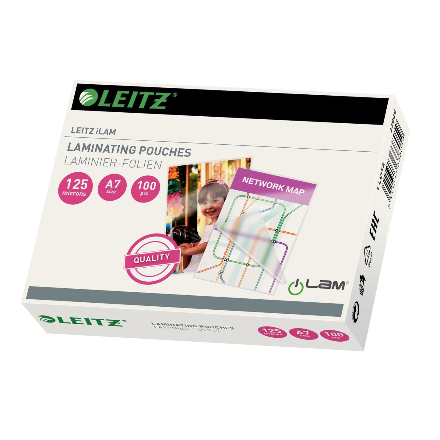Leitz Laminierfolie iLAM 111 x 80 mm (B x H) DIN A7 125µm glänzend 100 St./Pack.