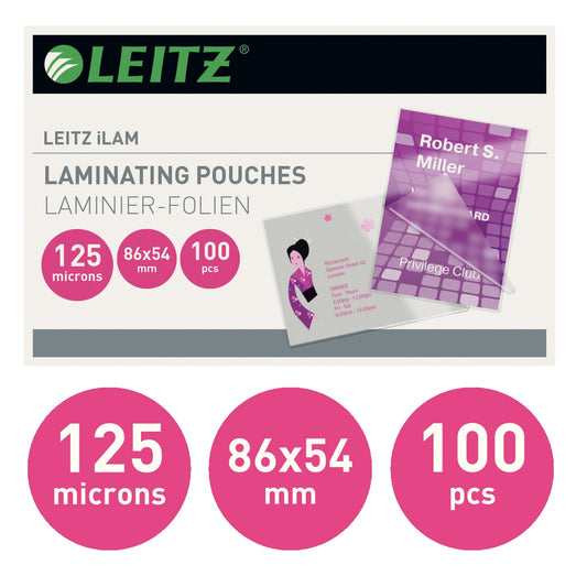 Leitz Laminierfolie 86 x 54 mm (B x H) 125µm glänzend 100 St./Pack.