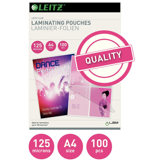 Leitz Laminierfolie 216 x 303 mm (B x H) DIN A4 125µm glänzend 100 St./Pack.