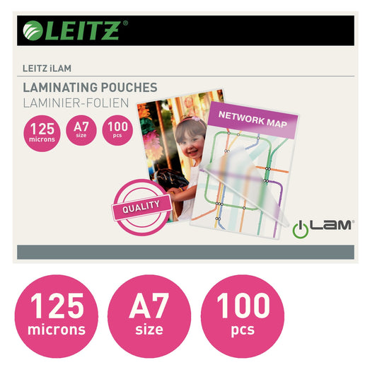 Leitz Laminierfolie iLAM 111 x 80 mm (B x H) DIN A7 125µm glänzend 100 St./Pack.