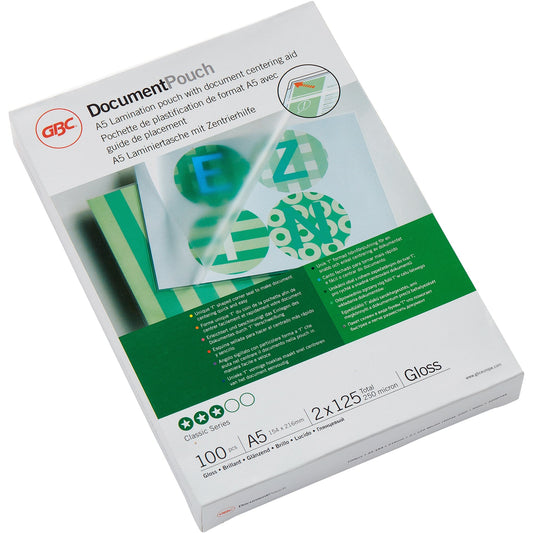 GBC® Laminierfolie DocumentT Pouch 154 x 216 mm (B x H) DIN A5 125µm glänzend 100 St./Pack.