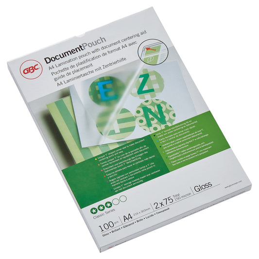 GBC® Laminierfolie DocumentTPouch 216 x 303 mm (B x H) DIN A4 75µm glänzend 100 St./Pack.