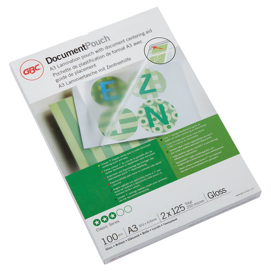 GBC® Laminierfolie DocumentT Pouch 303 x 426 mm (B x H) DIN A3 125µm glänzend 100 St./Pack.