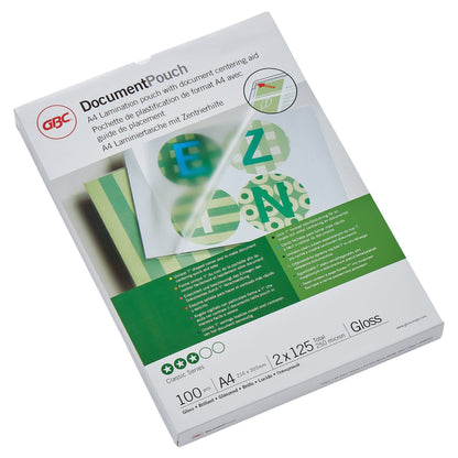 GBC® Laminierfolie DocumentT Pouch 216 x 303 mm (B x H) DIN A4 125µm glänzend 100 St./Pack.
