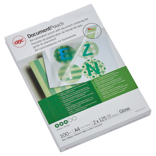 GBC® Laminierfolie DocumentT Pouch 216 x 303 mm (B x H) DIN A4 125µm glänzend 100 St./Pack.