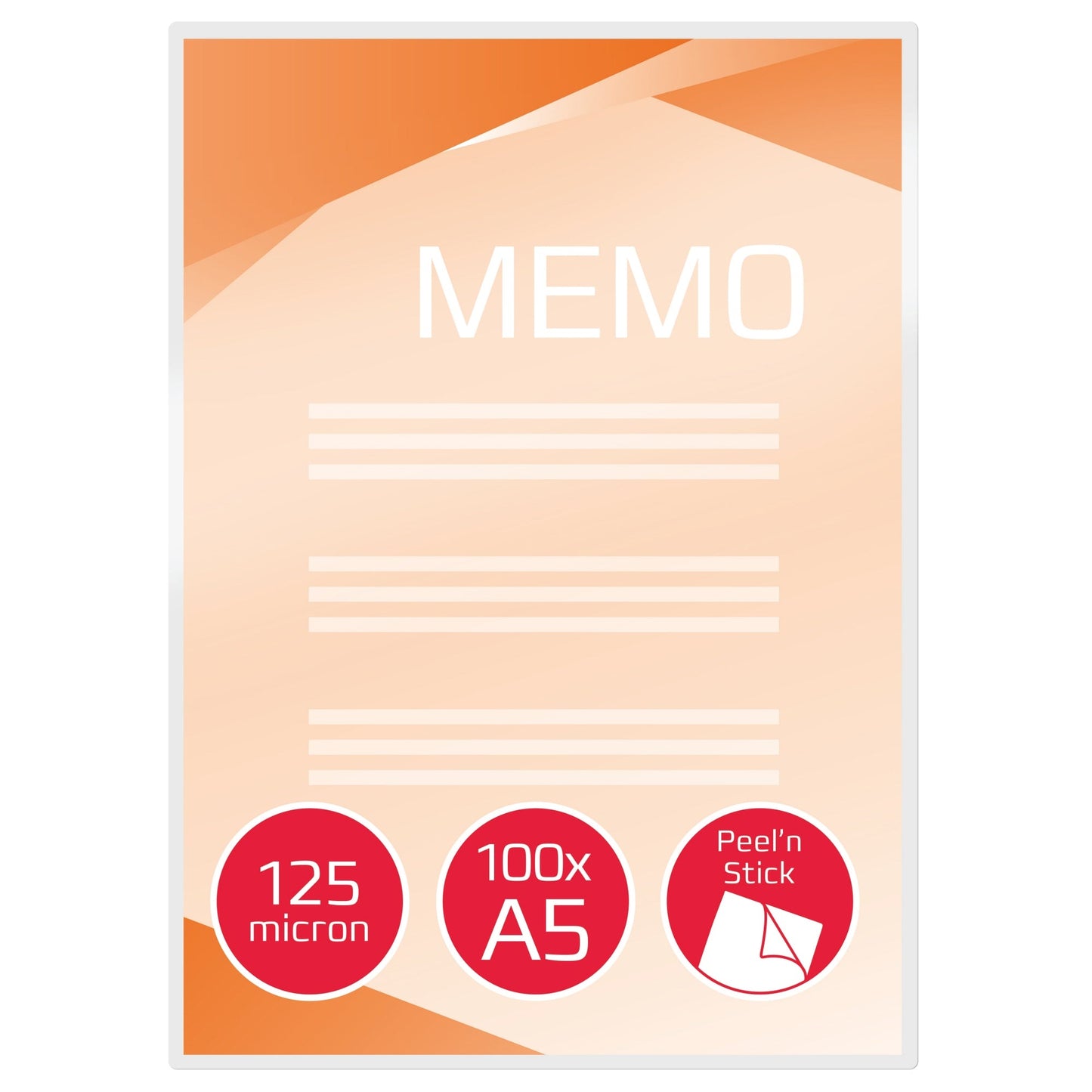 GBC® Laminierfolie Peel'nStickTPouch 154 x 216 mm (B x H) DIN A5 125µm glänzend 100 St./Pack.