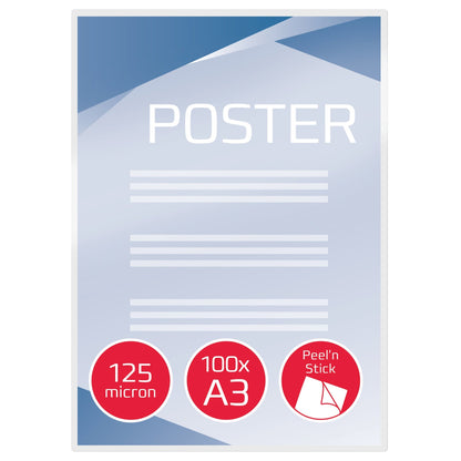 GBC® Laminierfolie Peel'nStickTPouch 303 x 426 mm (B x H) DIN A3 125µm glänzend 100 St./Pack.