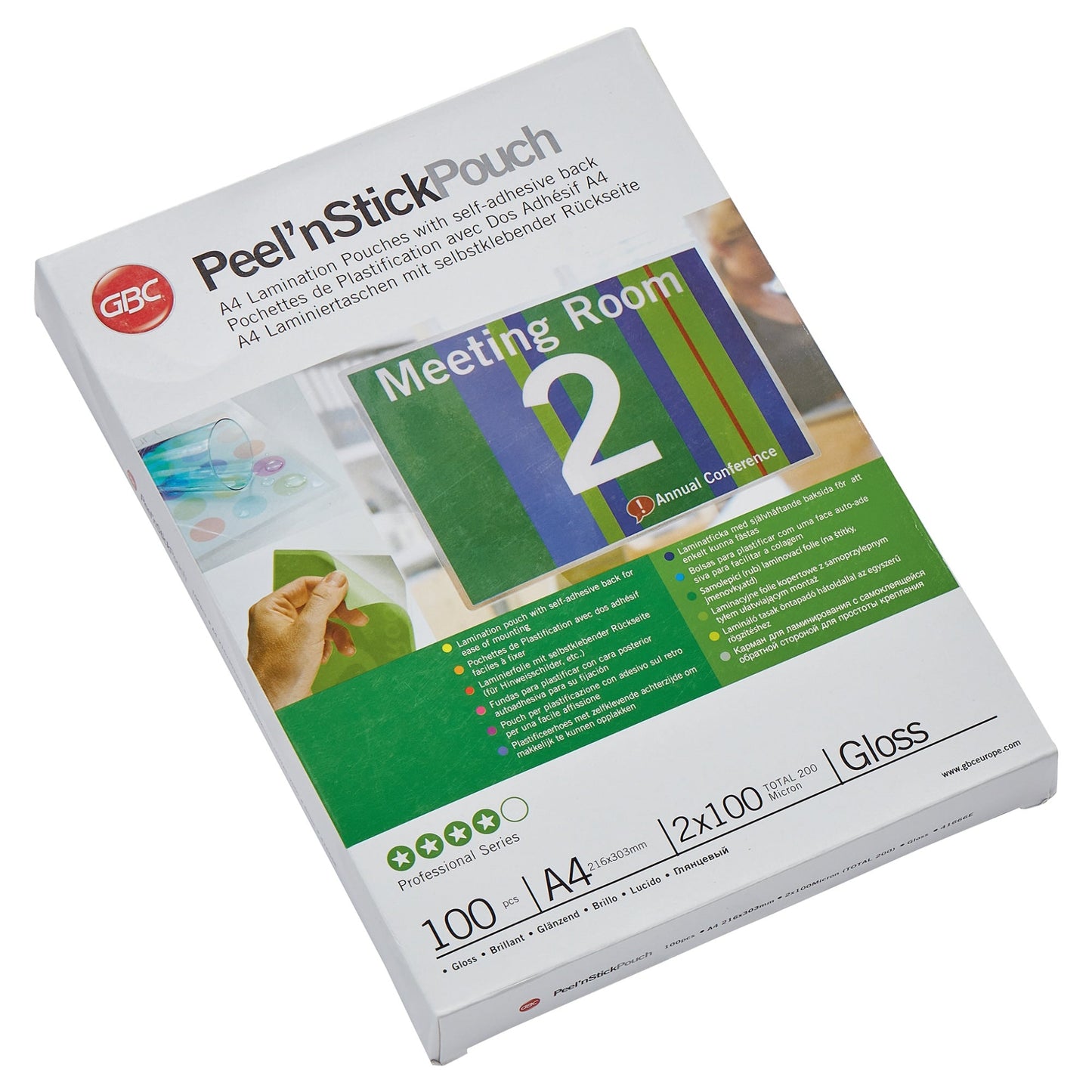 GBC® Laminierfolie Peel'n Stick 216 x 303 mm (B x H) DIN A4 100µm glänzend 100 St./Pack.