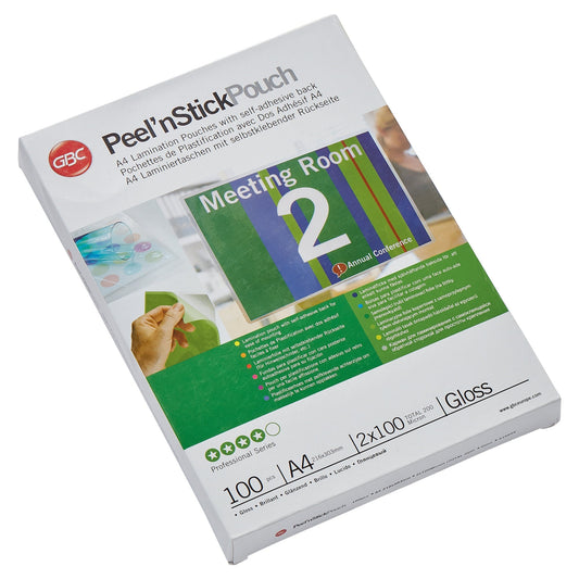 GBC® Laminierfolie Peel'n Stick 216 x 303 mm (B x H) DIN A4 100µm glänzend 100 St./Pack.