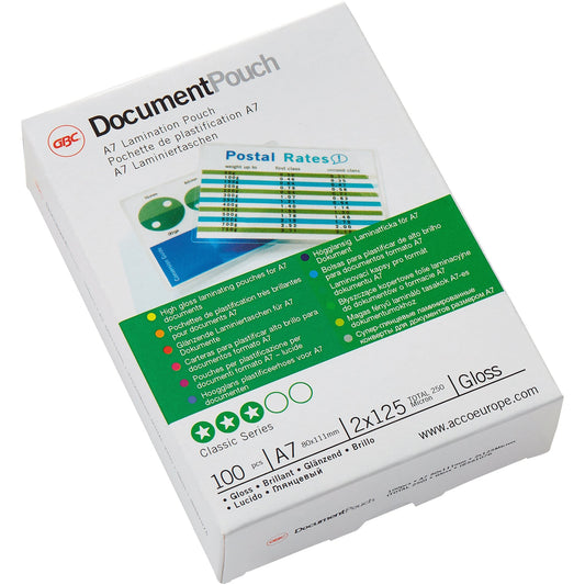 GBC® Laminierfolie DocumentT Pouch 80 x 111 mm (B x H) DIN A7 125µm glänzend 100 St./Pack.