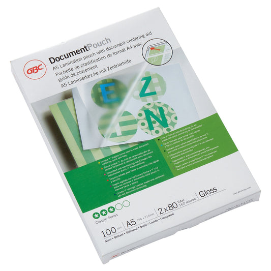 GBC® Laminierfolie DocumentT Pouch 154 x 216 mm (B x H) DIN A5 80µm glänzend 100 St./Pack.