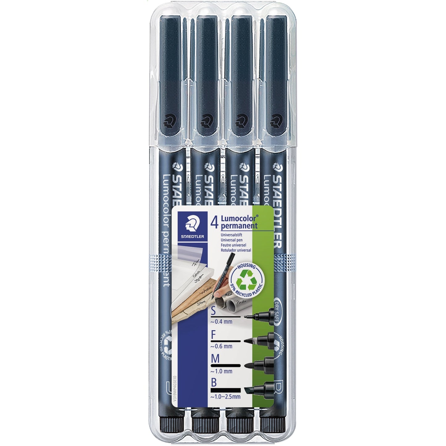 STAEDTLER® Folienstift Lumocolor® permanent special 319 0,4 mm, 0,6 mm, 1 mm, 1-2,5mm schwarz nicht dokumentenecht 4 St./Pack.