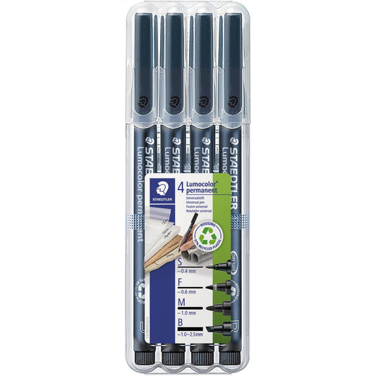 STAEDTLER® Folienstift Lumocolor® permanent special 319 0,4 mm, 0,6 mm, 1 mm, 1-2,5mm schwarz nicht dokumentenecht 4 St./Pack.