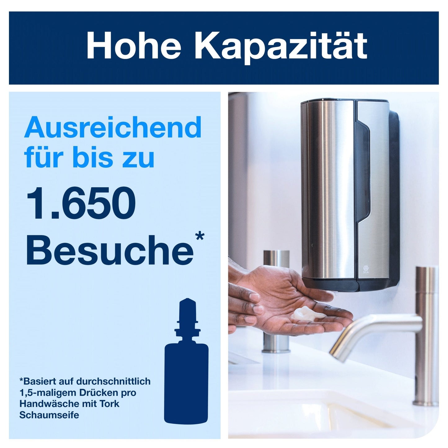 Tork Seifenspender Image Design Tork Schaumseife 520501, Antimicrobial 520800 11,6 x 27,8 x 13 cm (B x H x T) 1l Metall/Kunststoff edelstahl/schwarz