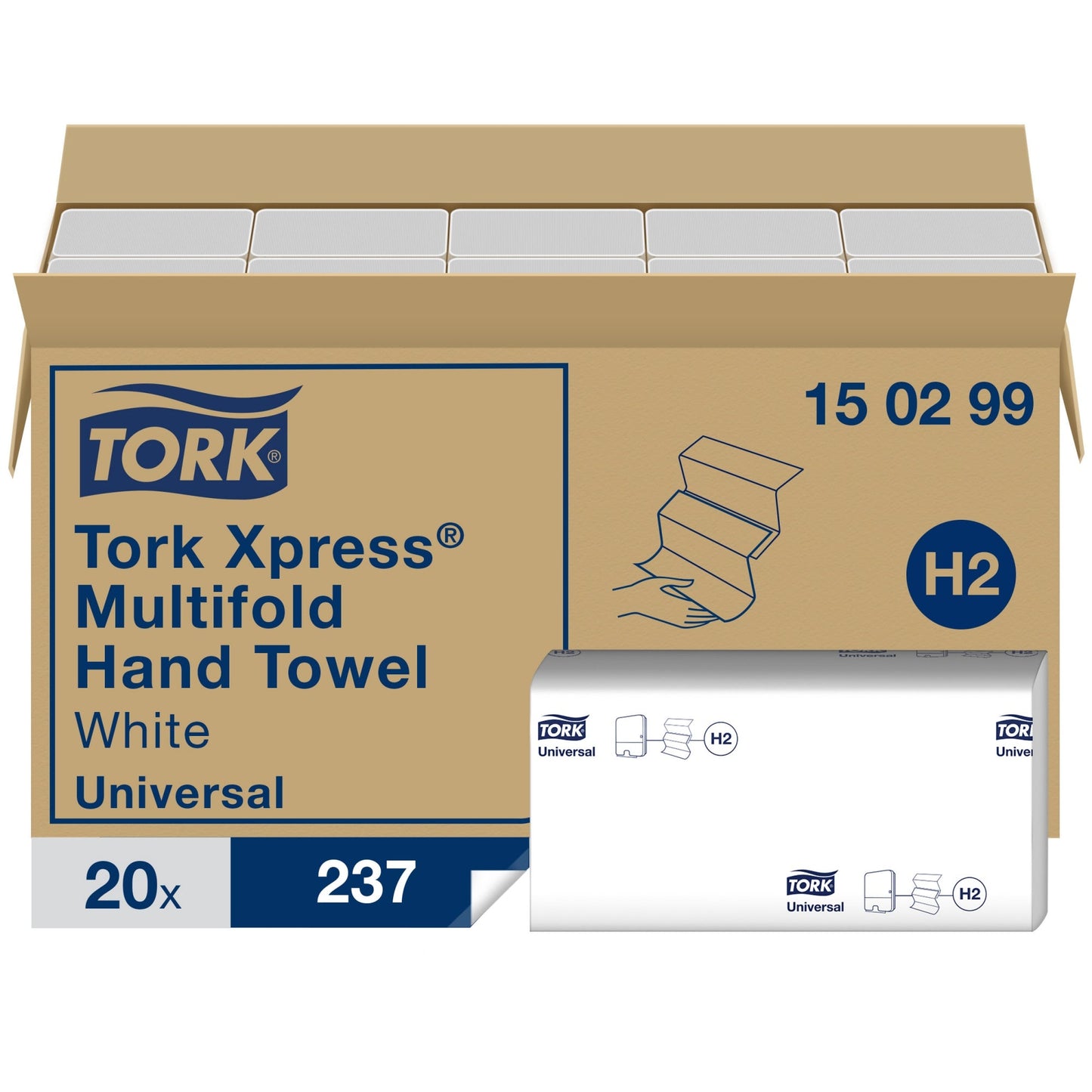 Tork Papierhandtücher Xpress® 21,3 x 23,4 cm (B x L) Papier, 100 % recycelt weiß 20 x 237 Bl./Pack.
