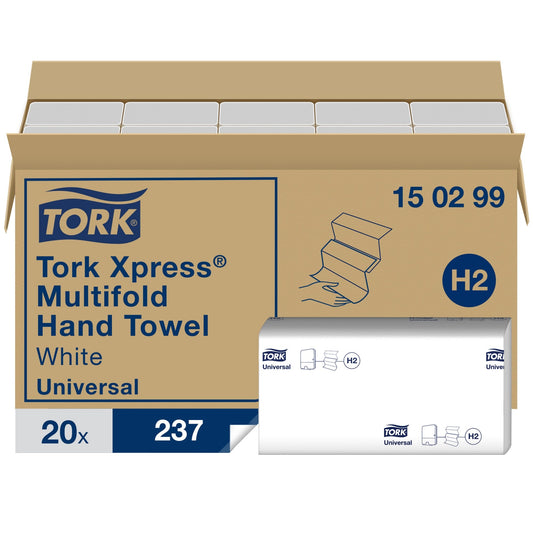 Tork Papierhandtücher Xpress® 21,3 x 23,4 cm (B x L) Papier, 100 % recycelt weiß 20 x 237 Bl./Pack.