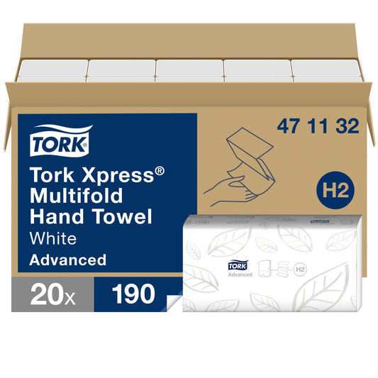 Tork Papierhandtücher Xpress® Advanced 21,3 x 23,4 cm (B x L) Papier, 100 % recycelt weiß 20 x 190 Bl./Pack.