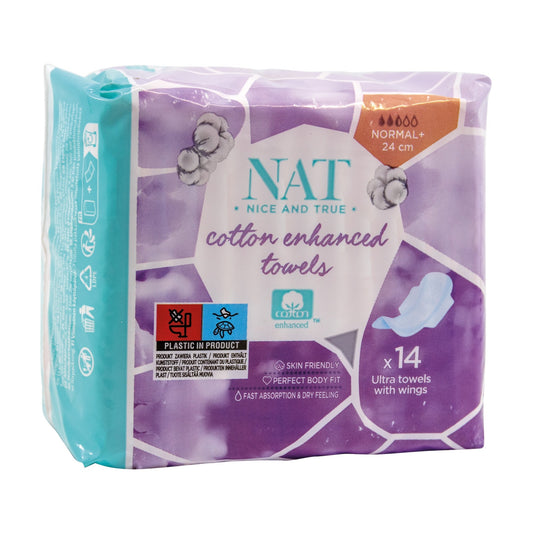 NAT Nice and True Binden Normal+ 24cm Baumwolle 14 St./Pack.