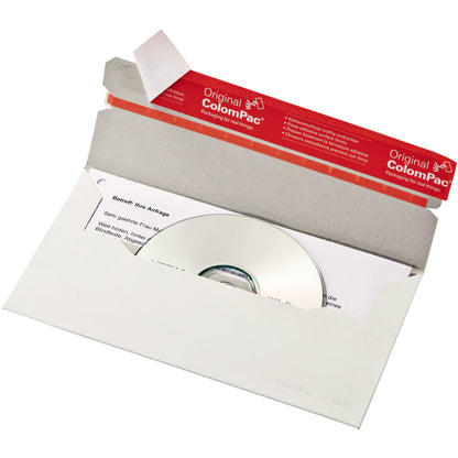 ColomPac® CD/DVD Versandtasche 220 x 121 x 3 mm (B x H x T) ohne Fenster mit Haftklebung Vollpappe weiß