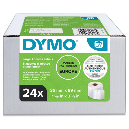 DYMO® Adressetikett 36 x 89 mm (B x H) Papier weiß 260 Etik./Rl. 24 x 260 Etik./Pack.